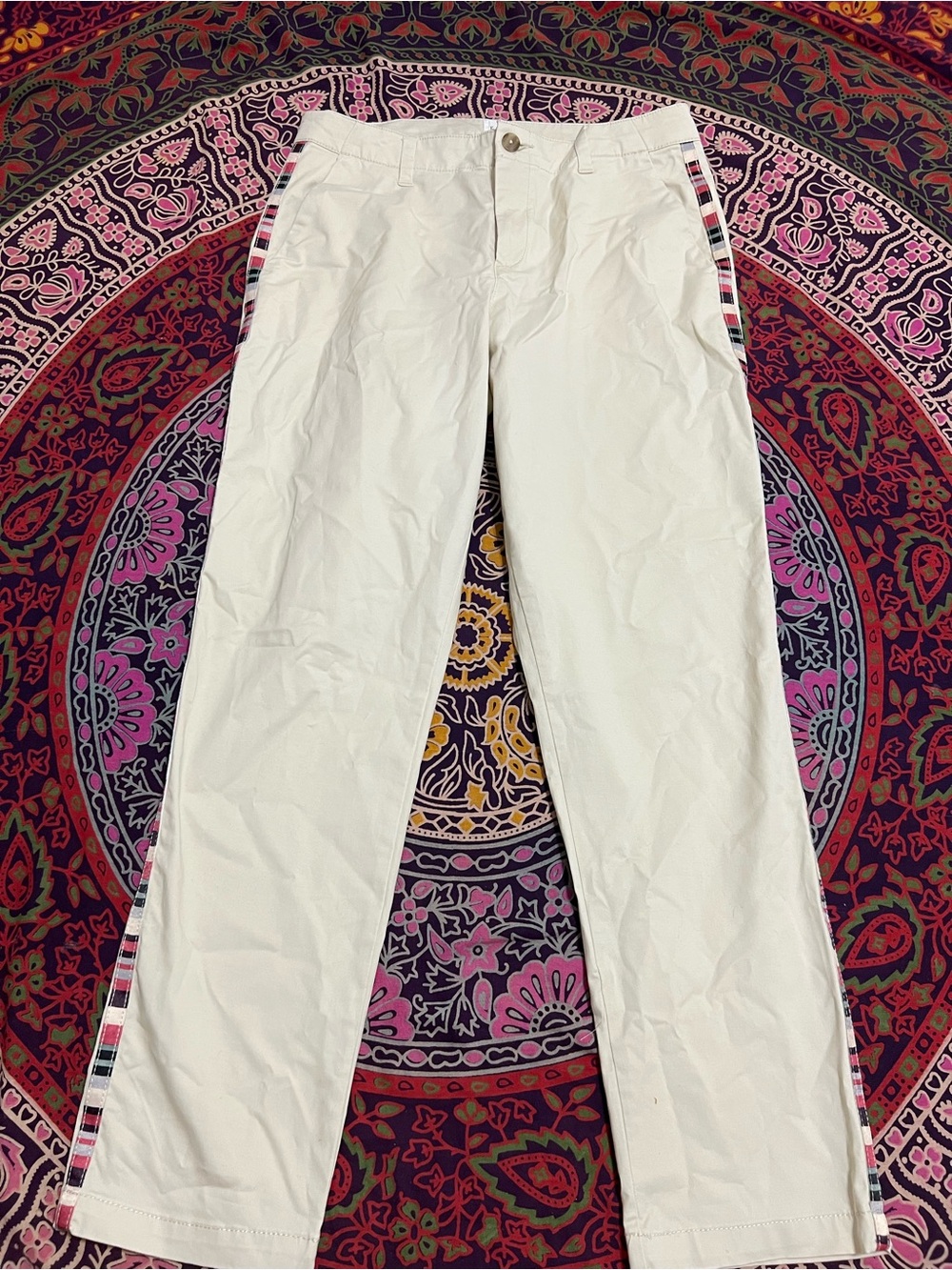 Gap White Women's Girlfriend Chino Straight-Leg Jeans with Side Stripe size